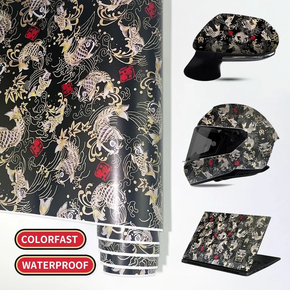 1 roll of car film Lucky Carp, waterproof, self-adhesive, vinyl, for car, truck, motorcycle, bicycle, laptop, helmet, skateboard