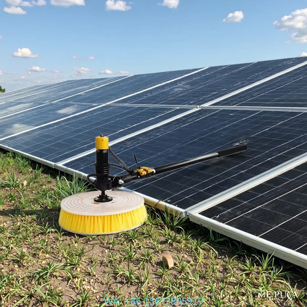 Kit di Pulizia Automatico per Pannelli Solari Nuuko con Spazzola a Doppia Testa e Asta, Macchina per Pulizia Pannelli Fotovoltaici con Attrezzatura Rotante