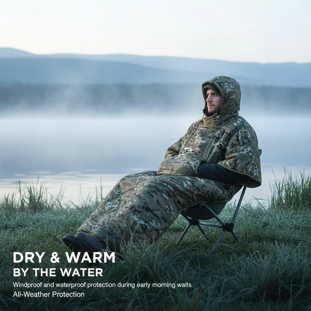 WELEAD Camouflage Sleeping Bag Wearable Waterproof Poncho Liner Military Tactical Outdoor Camping Hunting Thermal Blanket