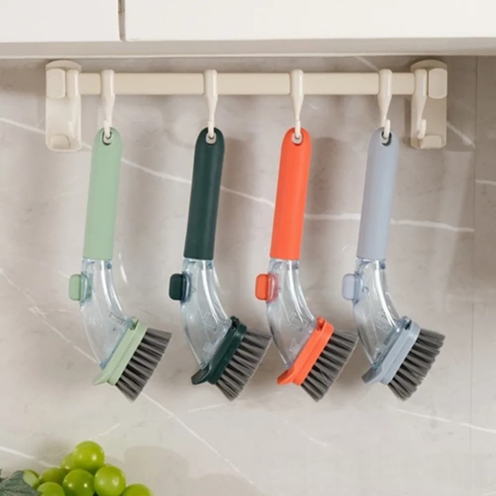 Spazzola per Pulizia Liquidi Ricaricabile con Dispenser a Pressione, Manico Lungo, Appendibile, Automatica, con Dispenser di Sapone Integrato