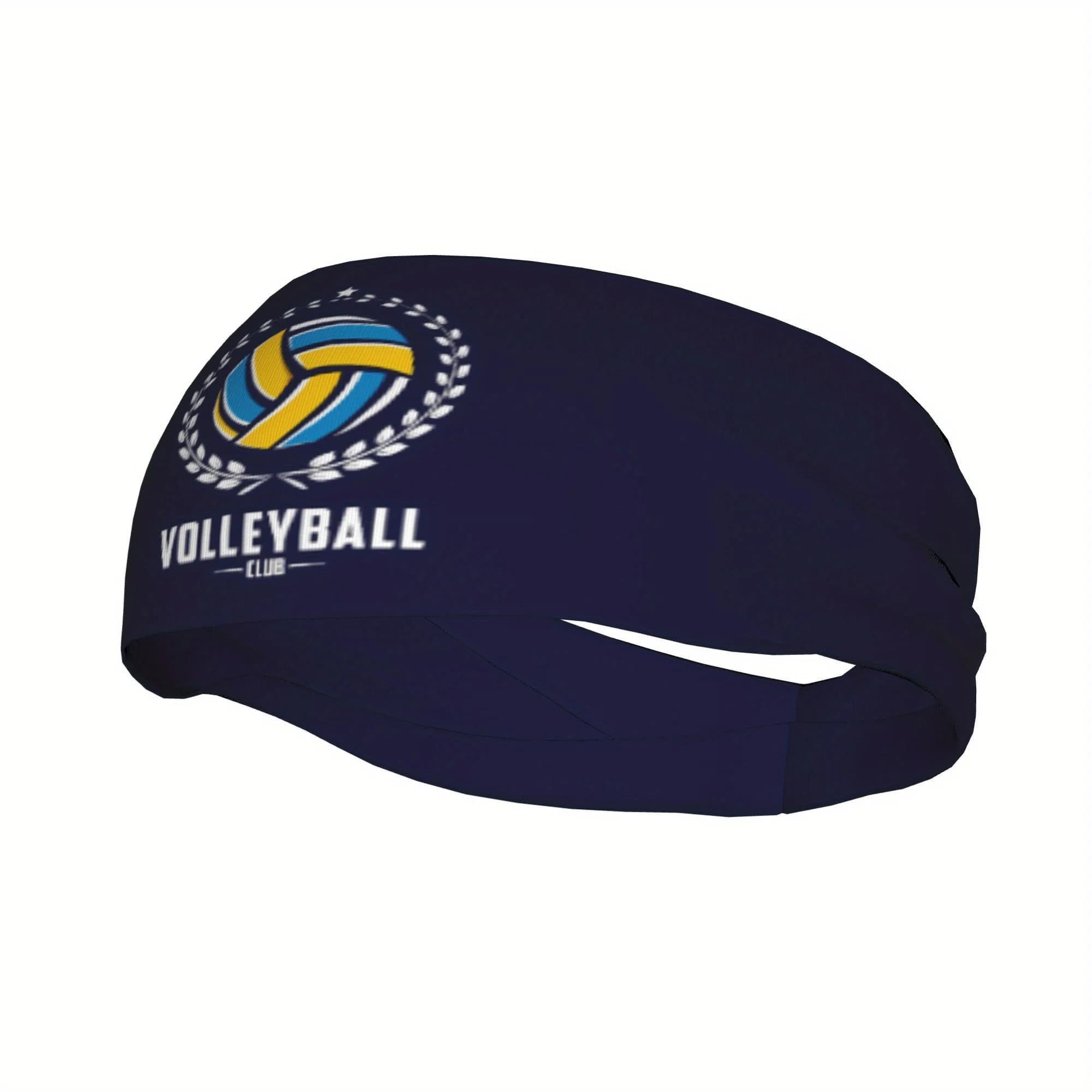 Blue Navy Volleyball Hair Band, Sporty Accessories with Pattern Volleyball, Absorbent Band for Women, Men and Sports Passions