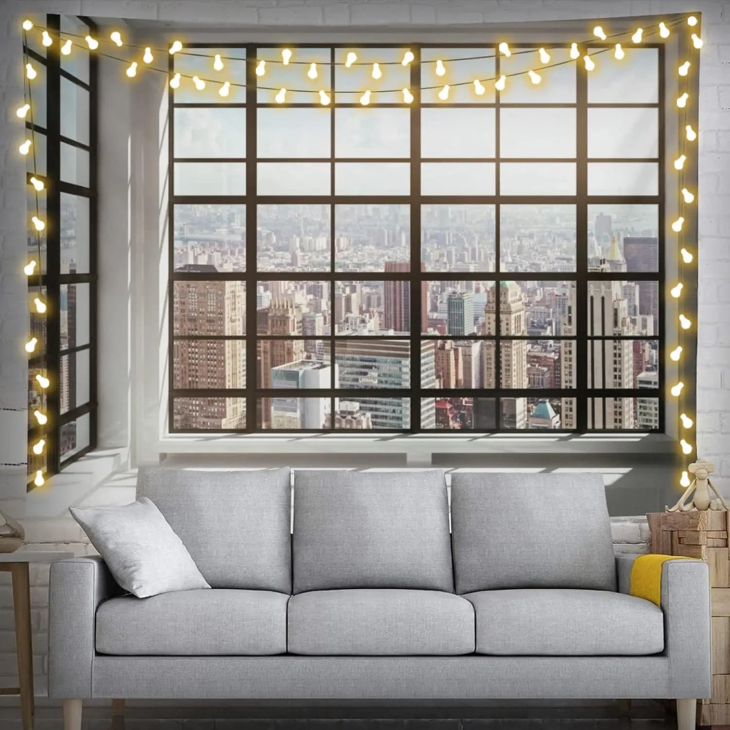City Tapestry Window View Landscape Wall Hanging Party Decorations Home Decor For Bedroom Living Room Dorm (200 X 150cm)