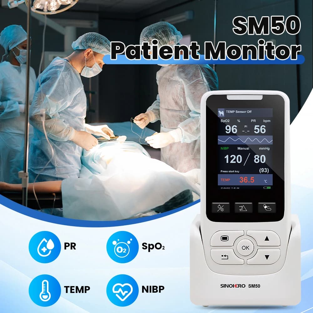 3.5 Inch Color LCD Display Pulse Oximeter, Patient Portable Monitor, Monitoring Life Signs for Adults, SpO2, NIBP, TEMP, PR