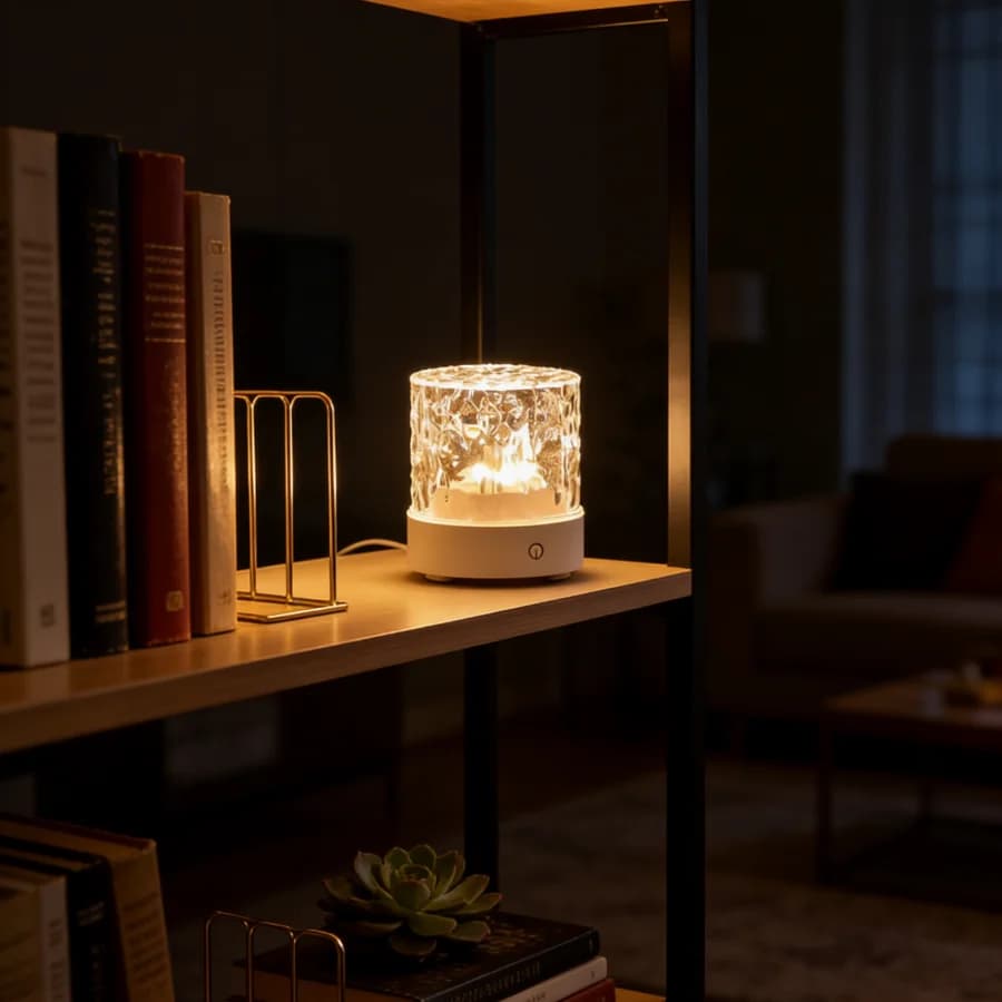 Lampada Proiettore Effetto Onde d'Acqua Romantica, Lampada da Tavolo Touch Ricaricabile USB, Luce Notturna Accogliente per Camera da Letto, Comodino, Caffetteria