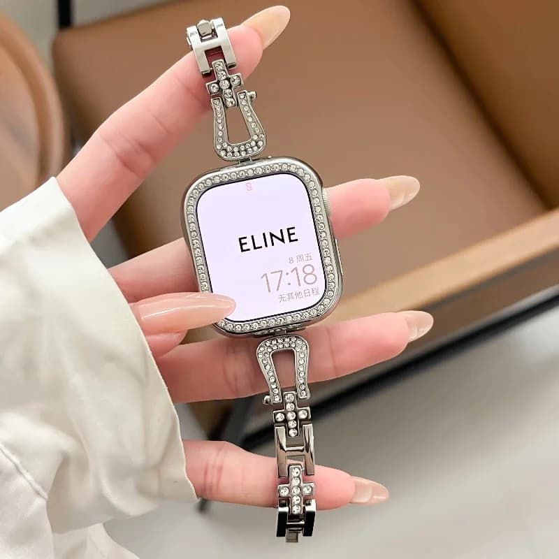 Fashion Metal Bracelet for Apple Watch series 10 9 8 7 6 5 4 SE Women's Crystal Strap for iWatch strap 44mm 40 38 49 41 45 42 46mm