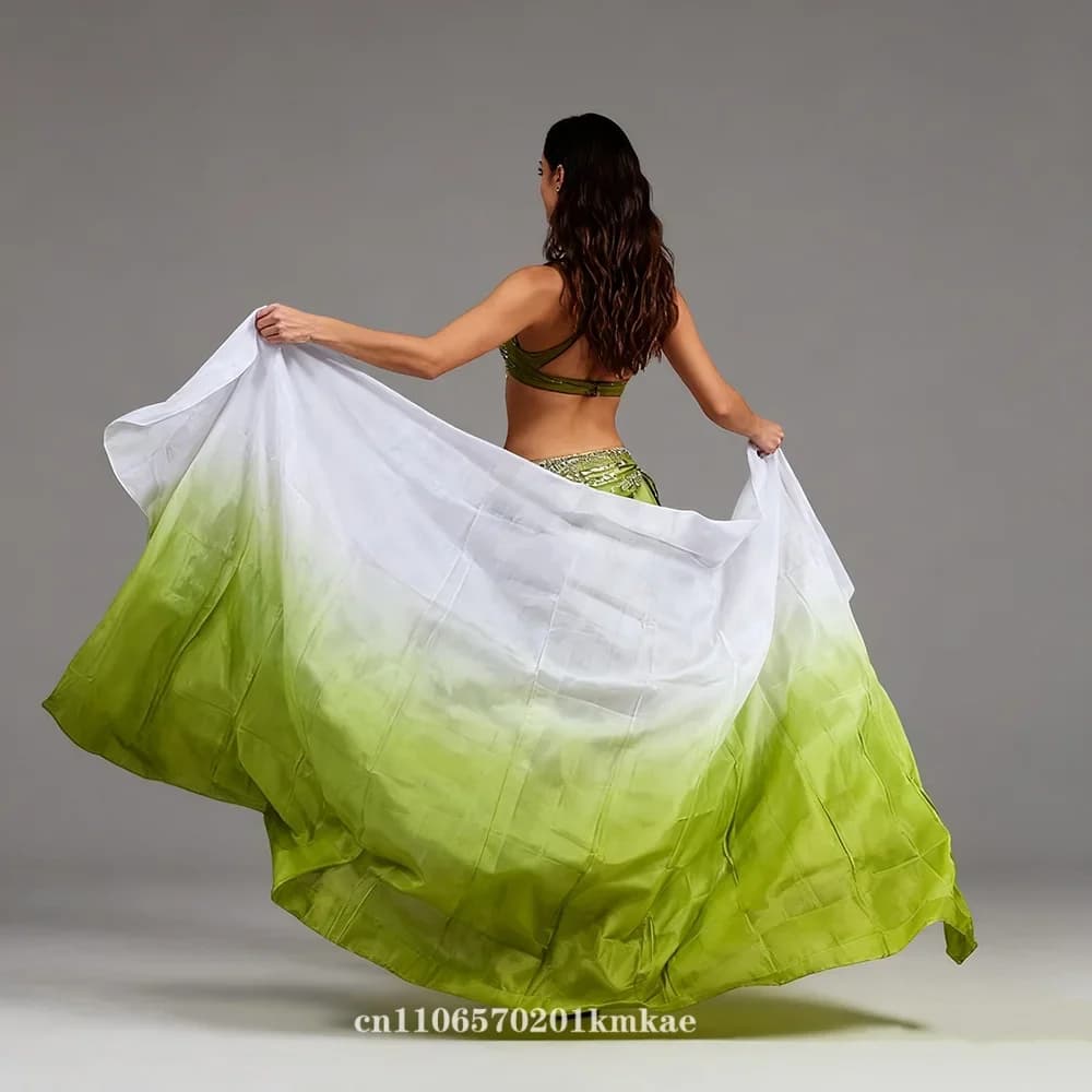 100% Real Silk Belly Dance Veils Customized Handmade Dyed Scarf Shawl Performance Props Accessories New Can Be Personalized