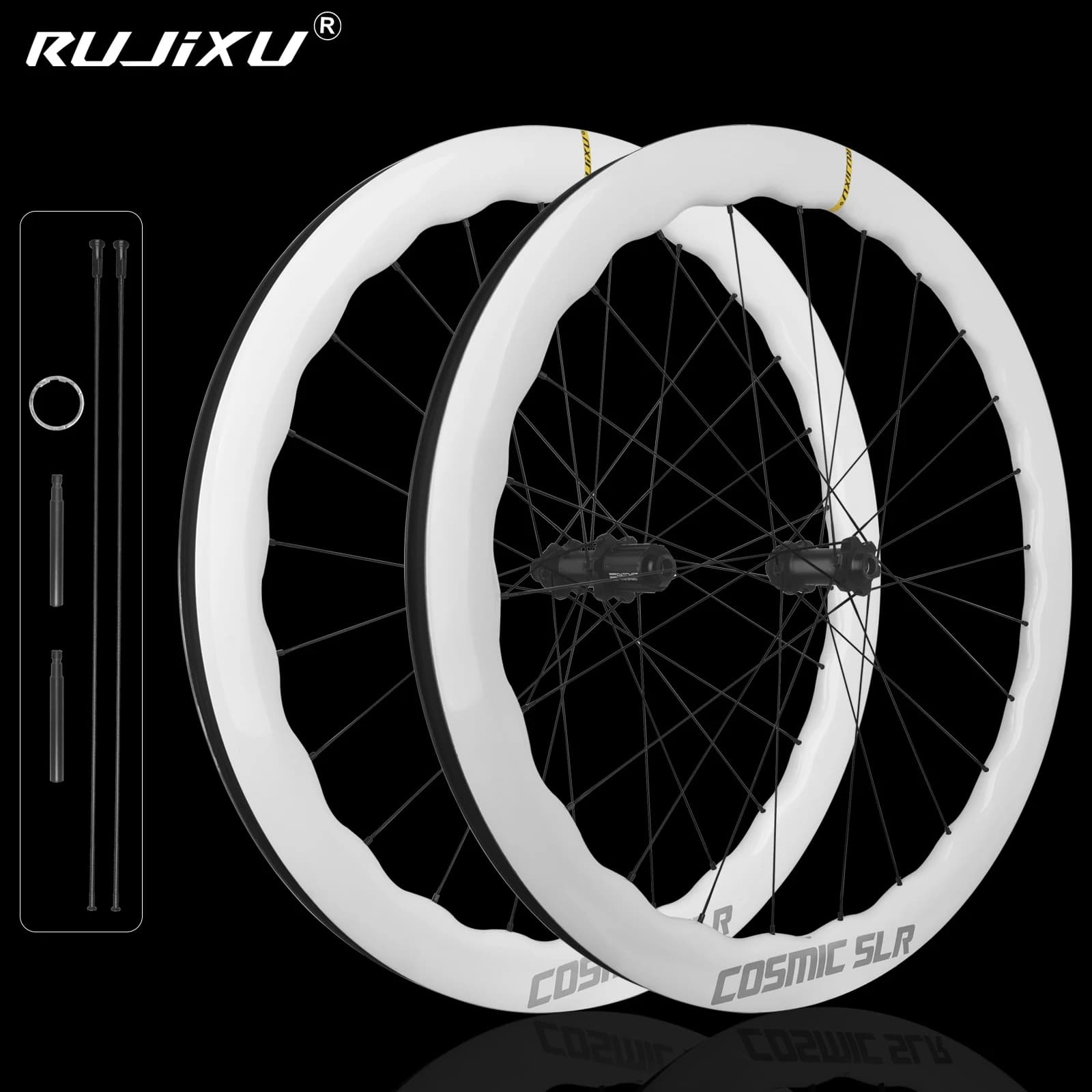 High-Performance Carbon Fiber Road Bike Wheelset: Aerodynamic Disc Racing Wheels with Low-Inertia Design, 36T Ratchet Hub, 54T C