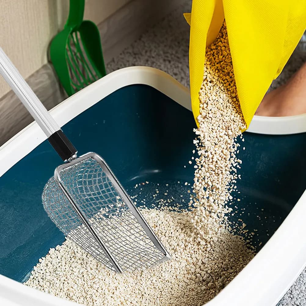 Telescopic Cat Litter Scoop Stainless Steel Ergonomic Handle Easy Clean Home Litter Shovel Portable Pet Cat Scooper Sand Sifter