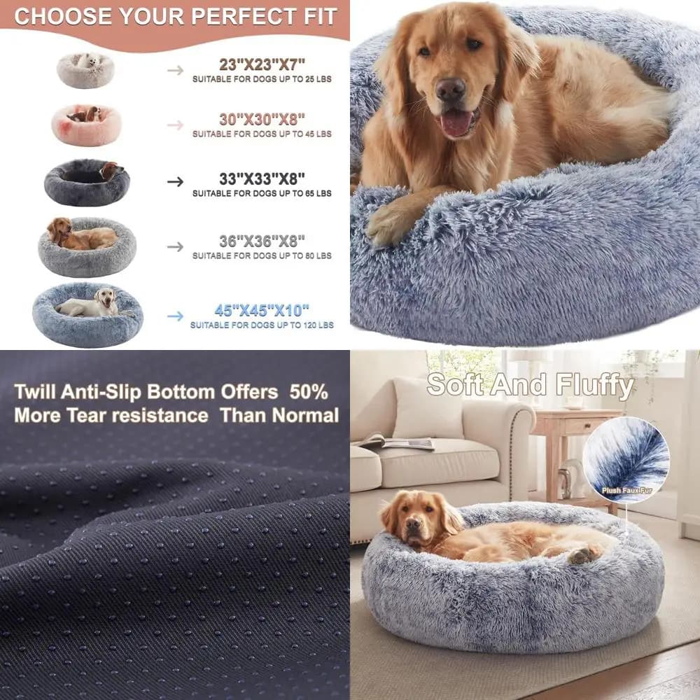 Letto per cani grande da 36 ciambelle - Letto rotondo morbido per cani fino a 80 libbre con rivestimento lavabile rimovibile, blu scuro