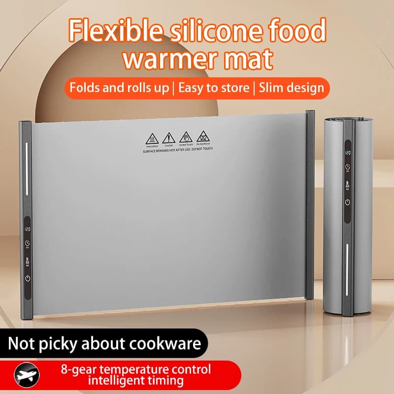 Foldable Food Warming Tray Flexible Silicone Food Warmer Mat Warm Cutting Board Constant Warm Dishes Electric Food Warming Mat