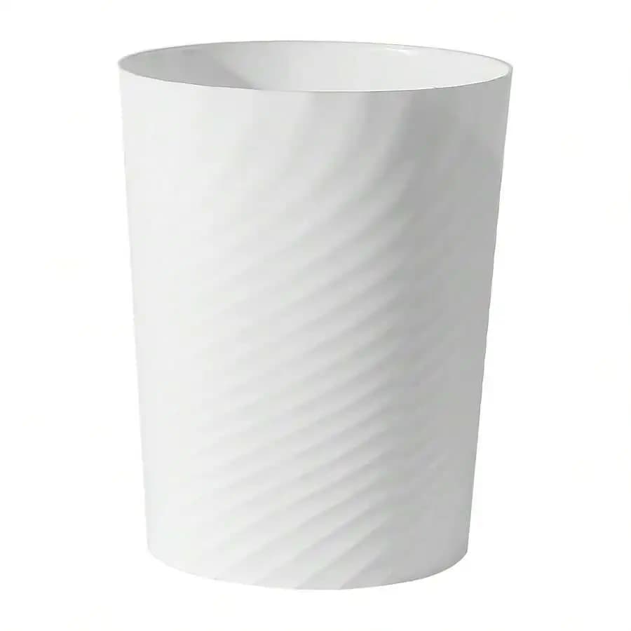 Plastic Small Trash Can Wastebasket For Bathroom Laundry Kitchen Office White 1.8 Gallon