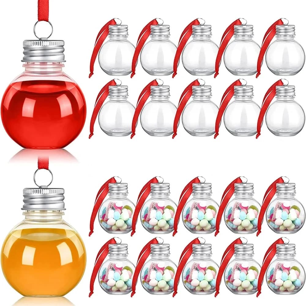 10 pezzi ornamento per albero di natale bottiglia d'acqua per alcolici riempibile lampadine forma plastica trasparente ciondolo palla di natale decorazioni per feste a casa
