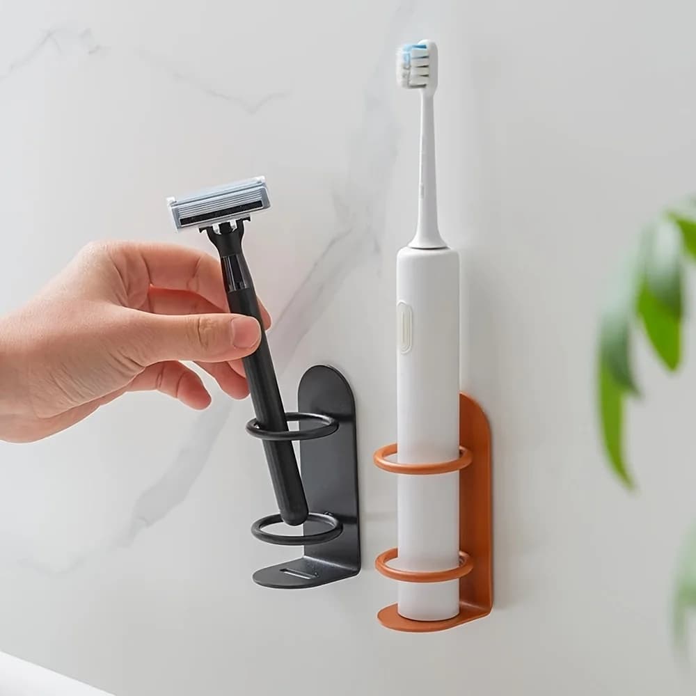 Portaspazzolino da parete da 1 pezzo, nessuna perforazione richiesta, materiale resistente, design ergonomico, porta rasoio, portaoggetti
