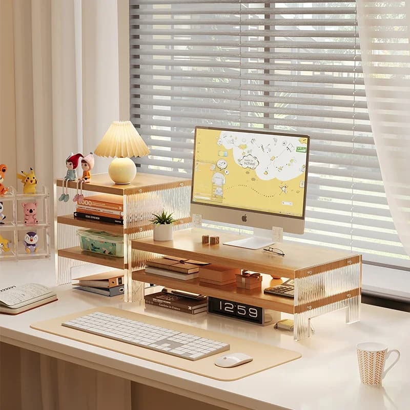 support for desktop monitor support for two-storey acrylic home office desktop storage rack with a feeling of smoothing