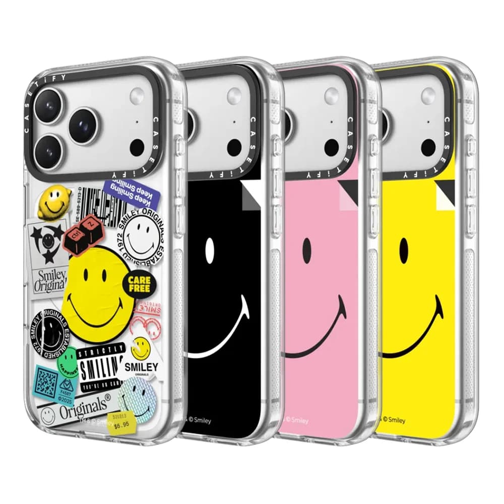 CASETiFY Serie Smiley Adesivi con Testo Magnetici Anti-caduta per iPhone 13 14 15 17 16 Pro Max Air Plus Cover Protettiva