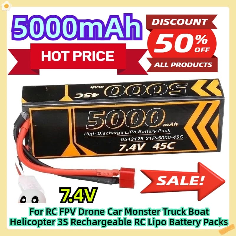 Per RC FPV Drone Auto Monster Truck Barca Elicottero 3S Ricaricabile RC Lipo Batteria Packs 7.4V 5000mah