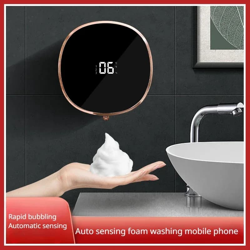 Dispenser di sapone con rilevamento intelligente schiumogeno montato a parete per telefono cellulare in schiuma con rilevamento automatico Hotel Office Building Household