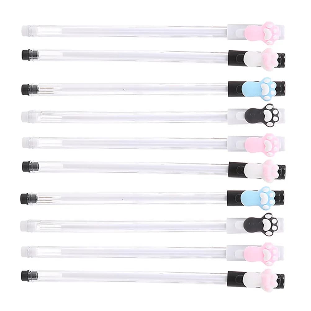 10 Pcs Cartoon Multicoloured Ballpoint Pens Decorative Cat Claw Gel Ink Neutral