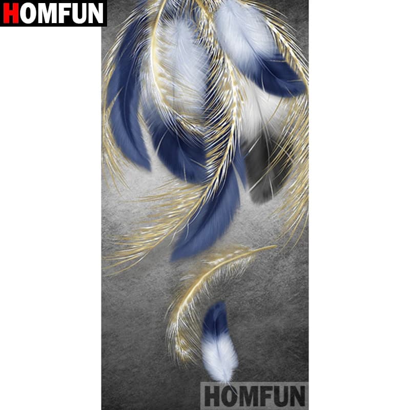 HOMFUN Diy Full Square Round Drill 5D Diamond Painting Cross Stitch Diamond Embroidery "Feathered Landscape" Home Decor Gift