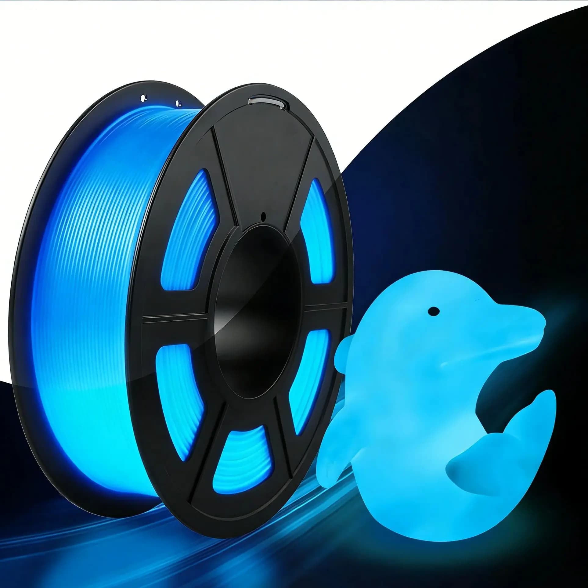 1,75mm Fluorescent Blue Filament, 250g Coil for 3D Printer, Ideal for Use with UV lamps