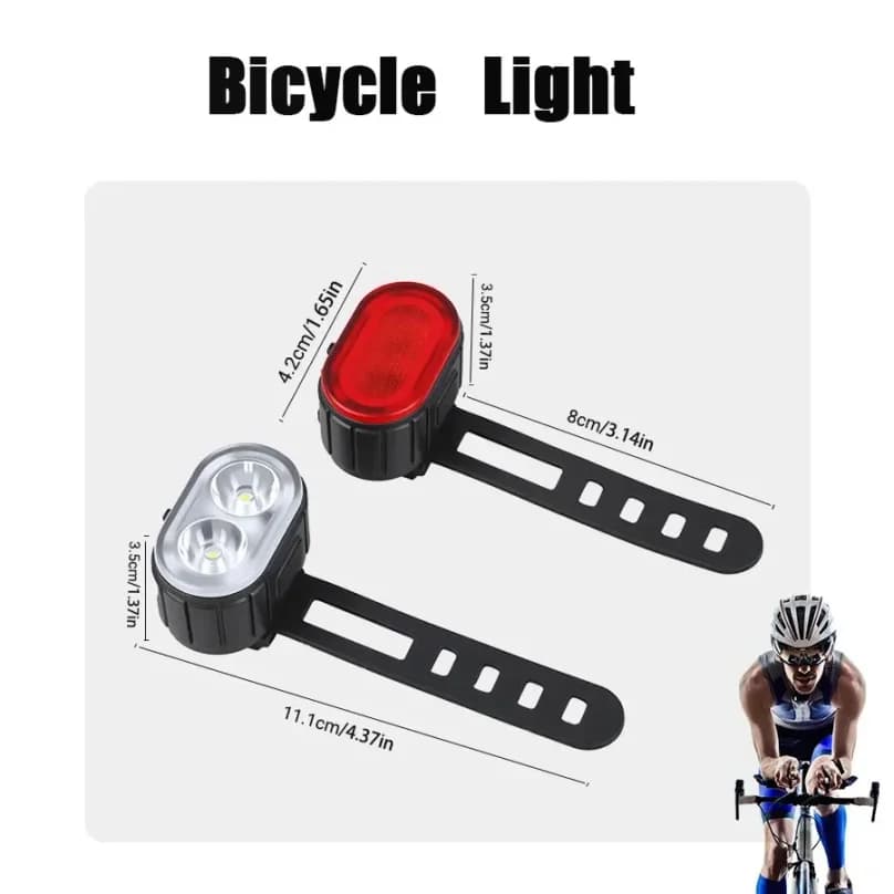 Luci per bicicletta ricaricabili tramite USB, lampada di avvertimento per la sicurezza in bicicletta, torcia impermeabile per ciclismo all'aperto, per mountain bike e bici da strada