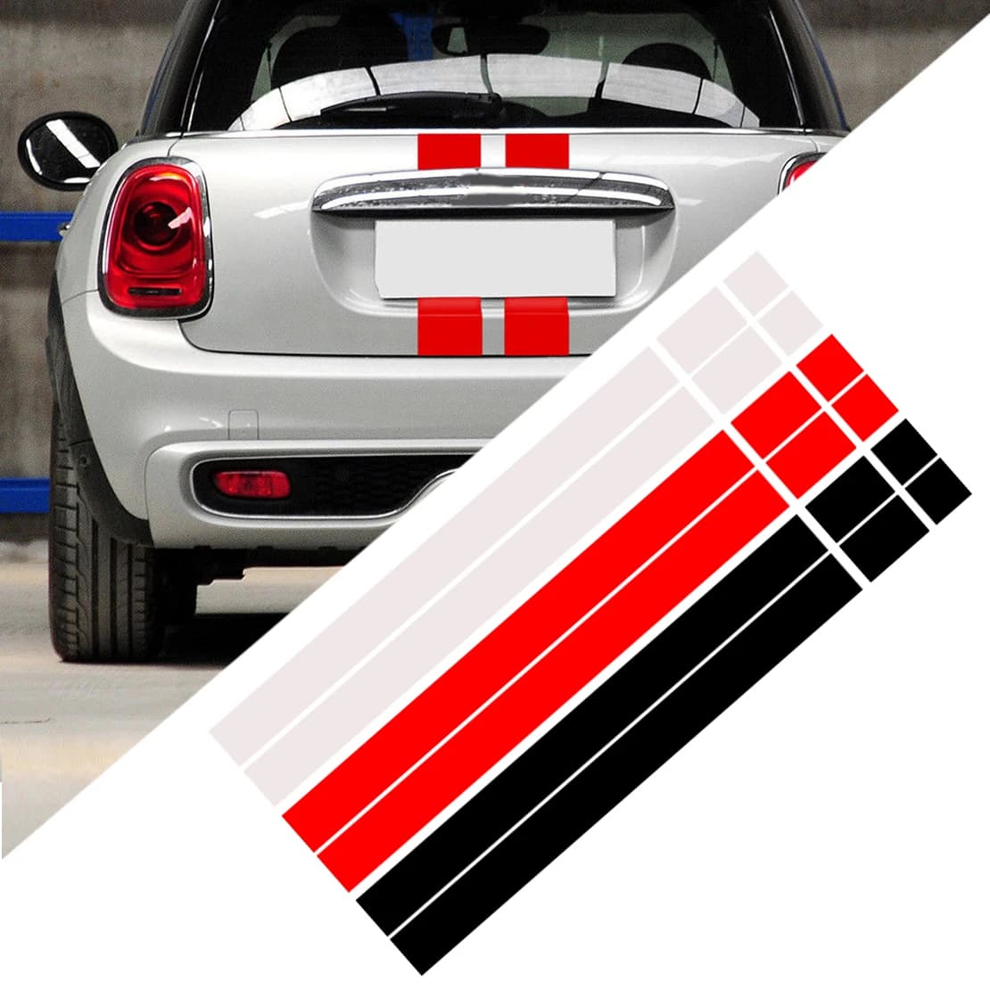 Beler 2 pezzi auto nero/bianco/rosso cofano strisce cofano adesivo copertura decalcomania in vinile adatto per MINI Cooper R50 R53 R56 R55 dWm 2754536