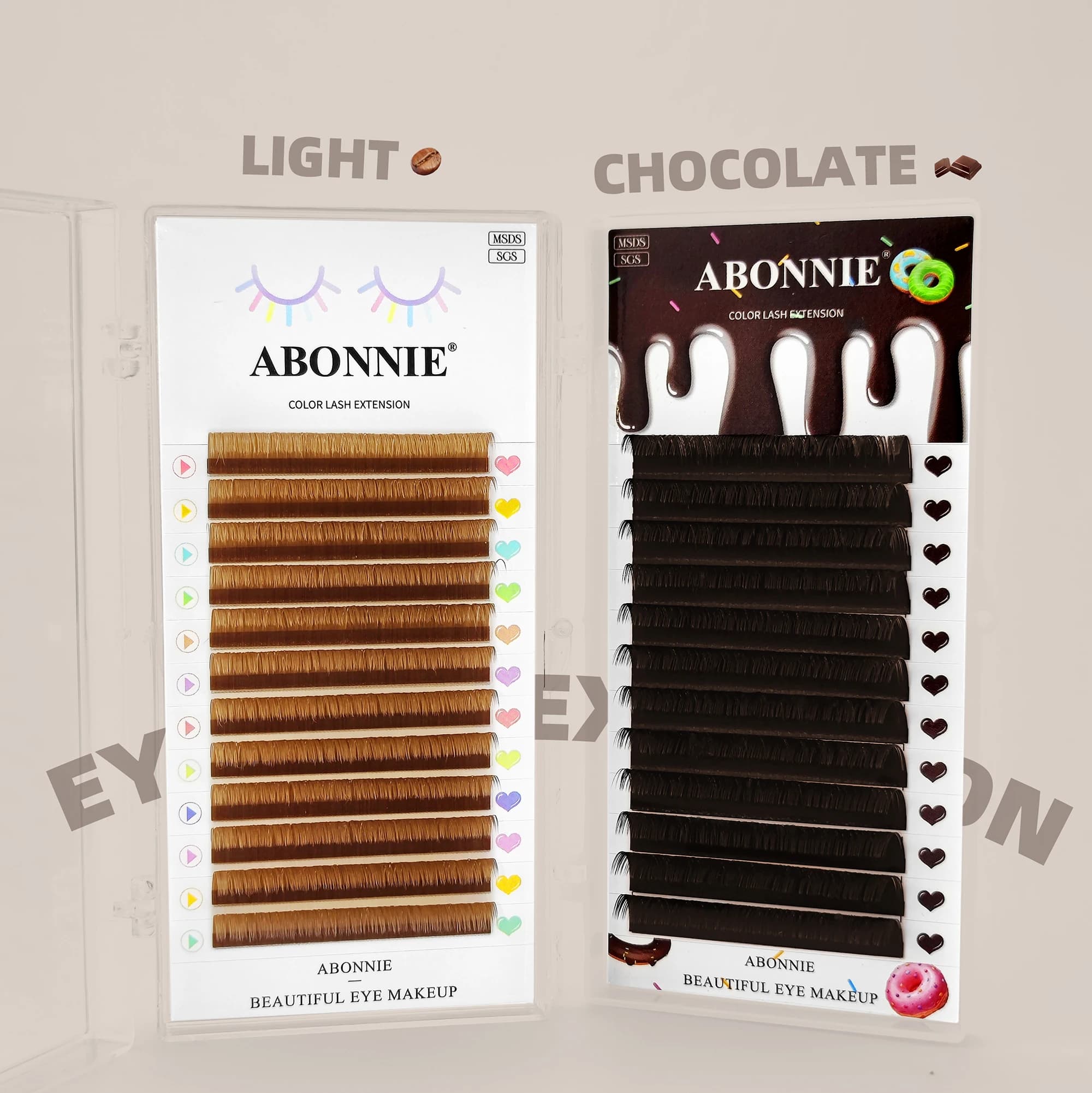 ABONNIE Brown Lash Classic Eyelash Extensions Cocoa Brown 0.03/0,05/0,07 Soft and natural individual eyelashes with fake volume