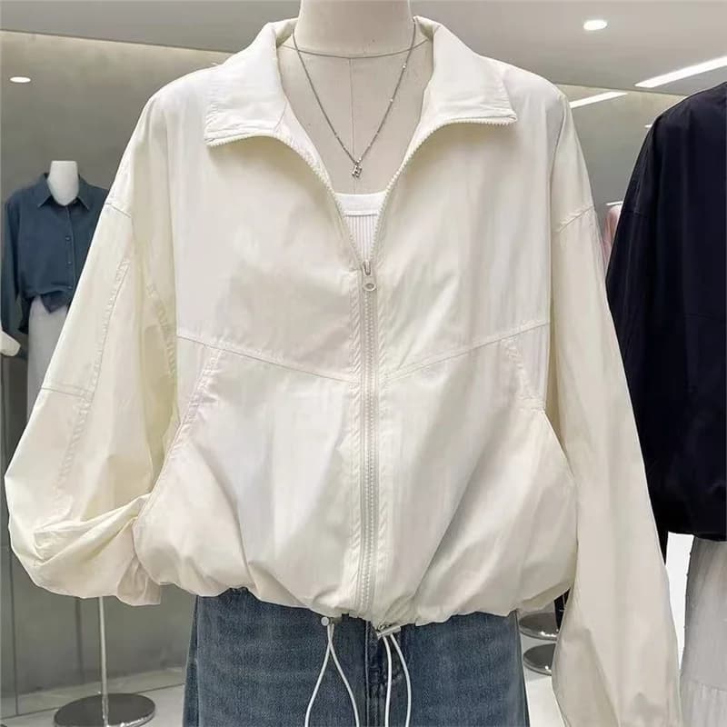 Lightweight Breathable Women's Summer Outdoor Casual Stand Collar Sun Protection Jacket Lightweight Windbreaker Coat