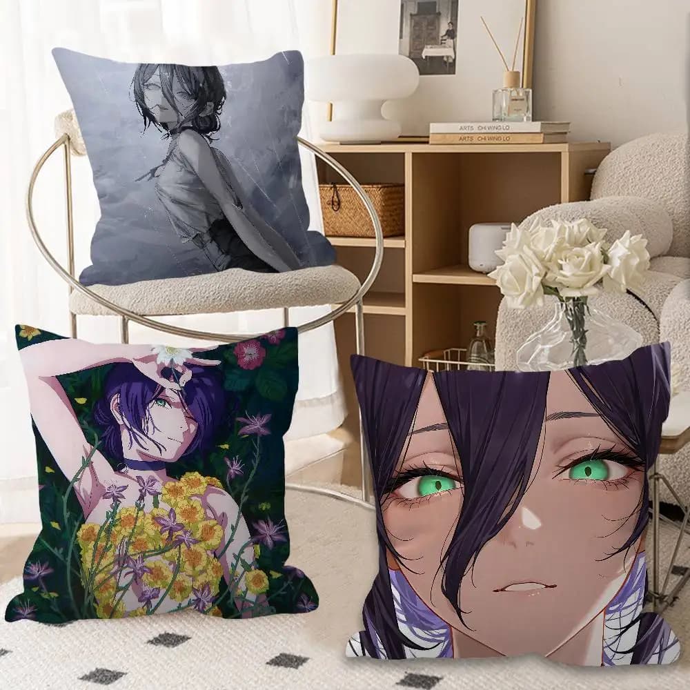 Anime C-Chainsaw Man Reze Cushion Cover Car Throw Pillow Case For Sofa Car Christmas Gift 40x40cm 45x45cm