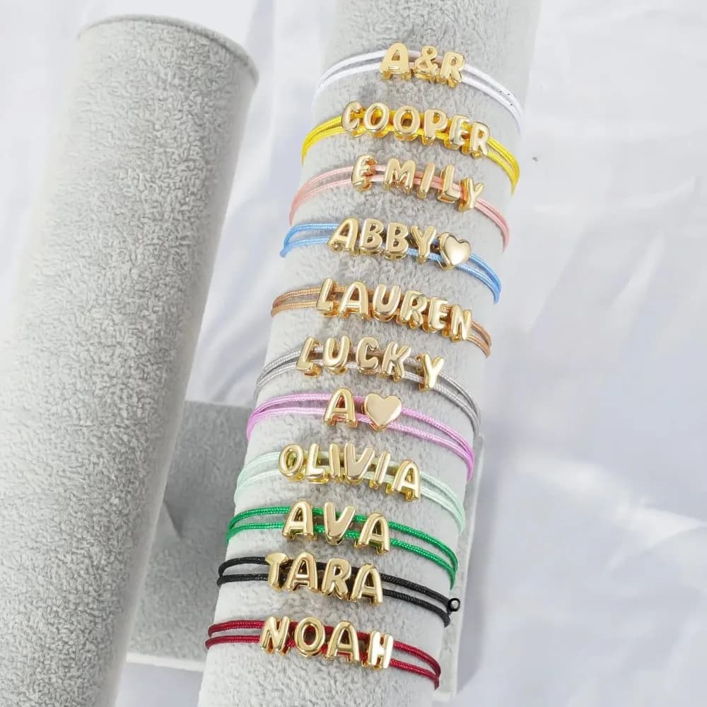 Nome personalizzato personalizzato Bracciale con lettera 3D Corda intrecciata Combinazione versatile Bracciale regolabile Coppia di gioielli Dropshipping
