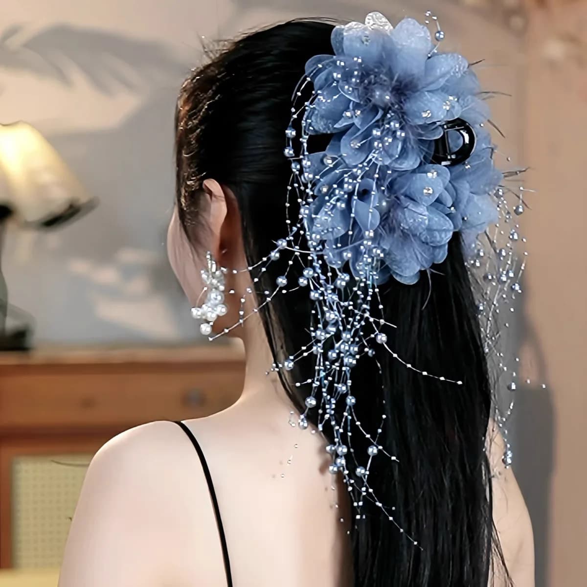 Exquisite Korean Style Autumn and Winter New Feather Flower Grabbing Clipshark Clip Vintage Style Headpiece Hair Clip Hairpin