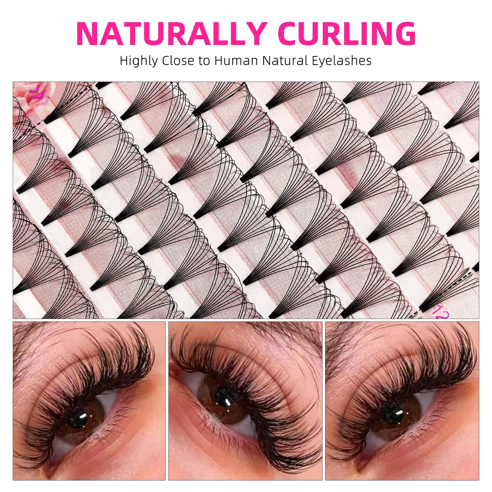 Extension ciglia Tbestt Russian Volume Fans, nere opache, stelo corto, premade, effetto volume