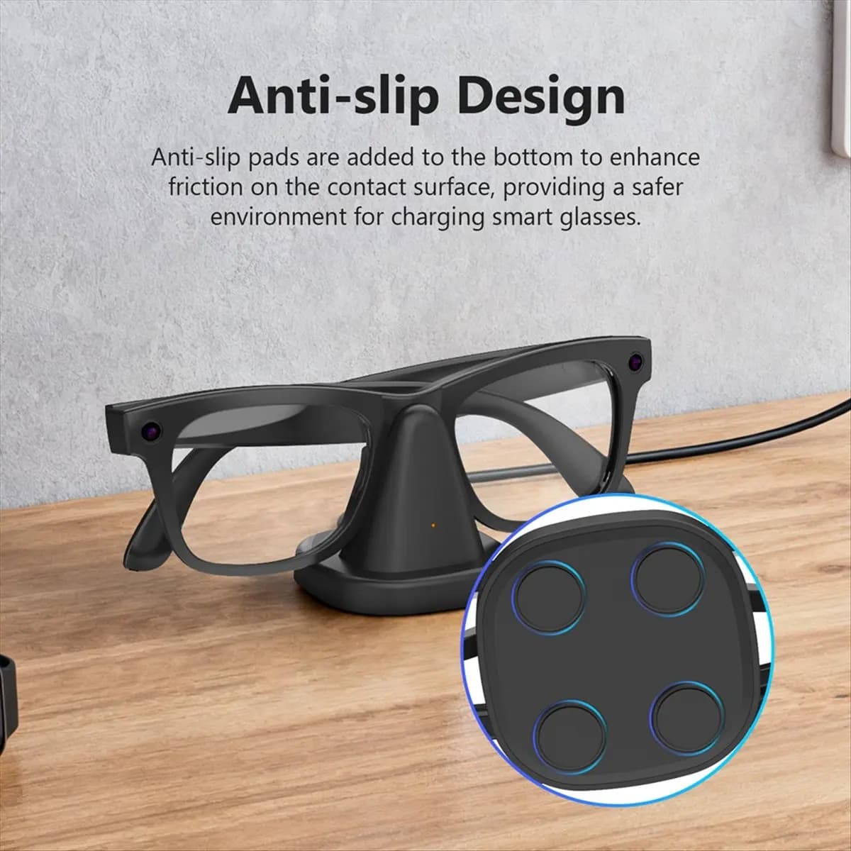 Puntuale - Per Rayban Meta Smart AI Occhiali Supporto di ricarica Adattatore per stazione di ricarica da viaggio portatile con indicatore LED leggero