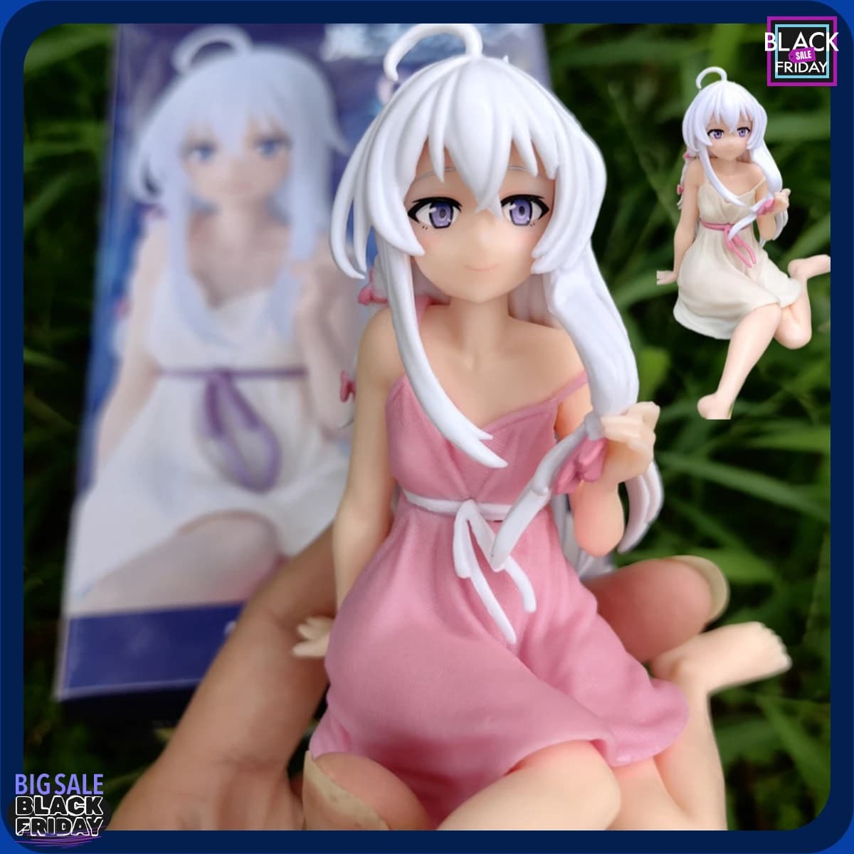 10cm Anime Witch Journey Elena Sitting Pajama Figure Handmade PVC Car Ornament Anime Decor Birthday Gift