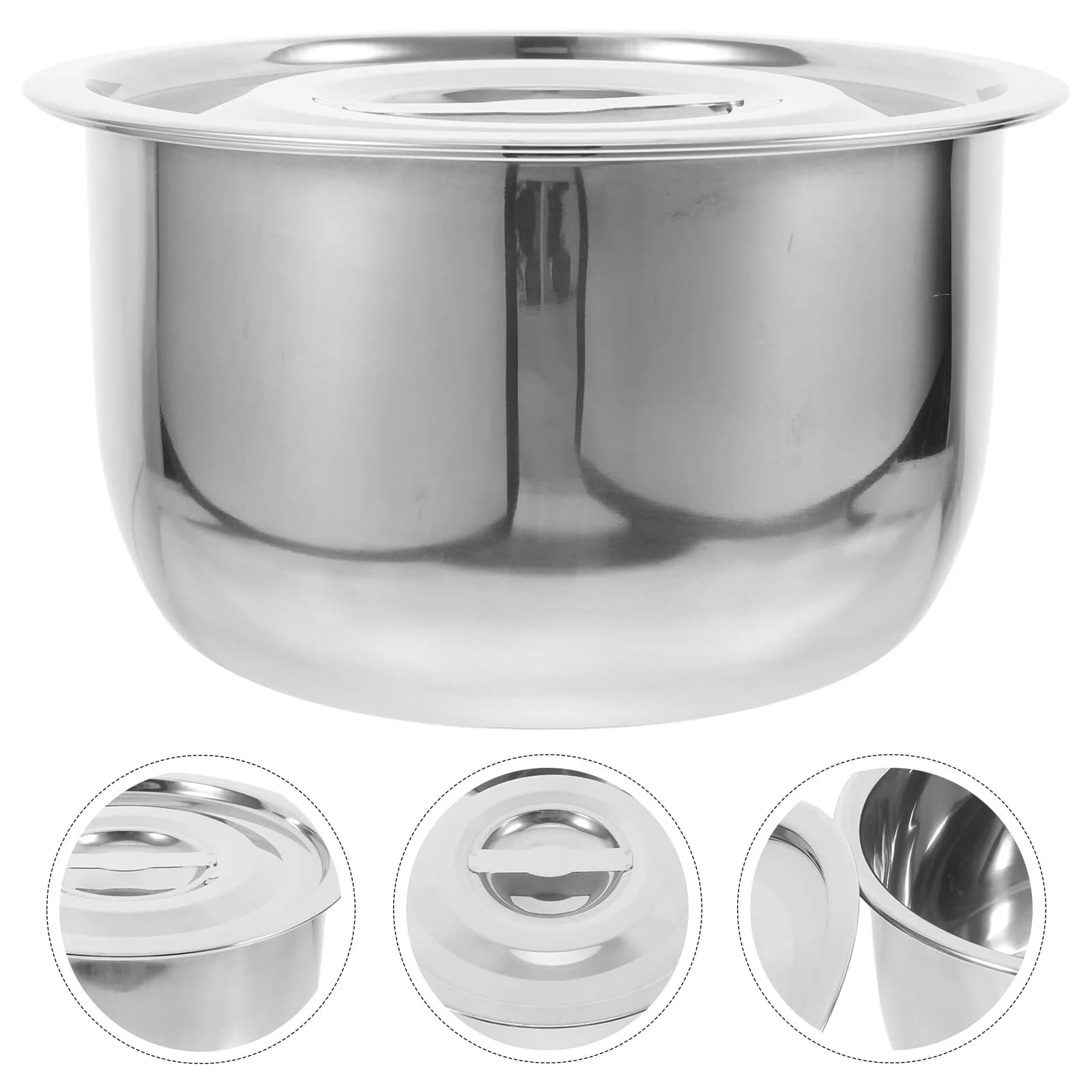 Ciotole per miscelazione in acciaio inossidabile Contenitori da cucina in metallo da 20 cm Coperchi Facile da pulire Resistente al calore Preparazione dei pasti Insalata