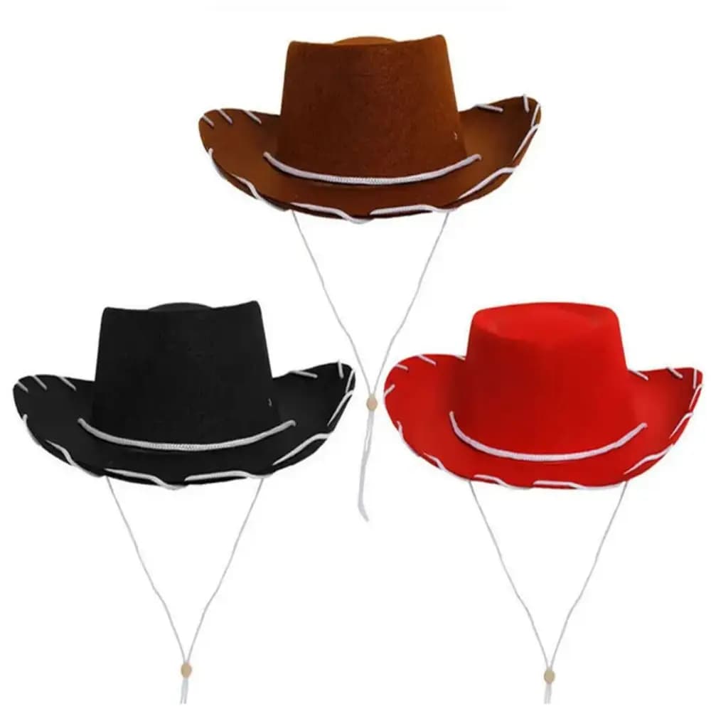 Accessorio da cowboy di moda Cappello da cowboy Prestazioni Cappello da principessa in feltro regolabile Costume cosplay Prop Dress-up Cappello da cowgirl da uomo