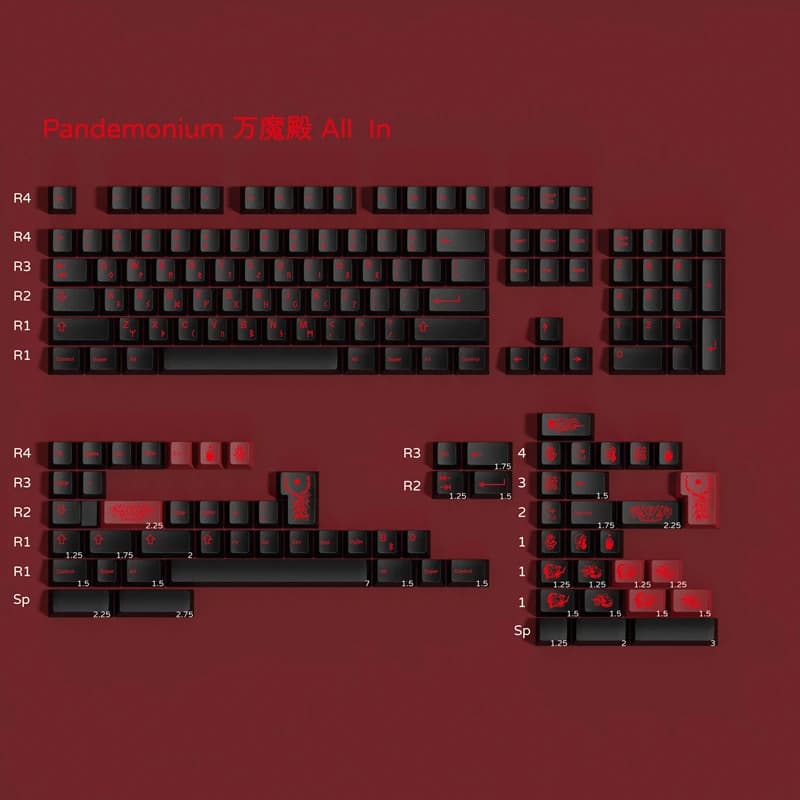 1 Set GMK Pandemonium Keycaps PBT Dye Subbed Key Caps Cherry Profile For MX Switch Mechanical Keyboard double B Split Spacebar