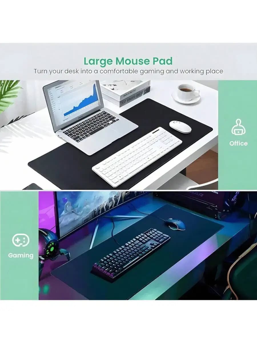 Large Gaming Mouse Pad With Non-Slip Rubber Base Stitched Edges Polyester Surface For Office And Home Desk