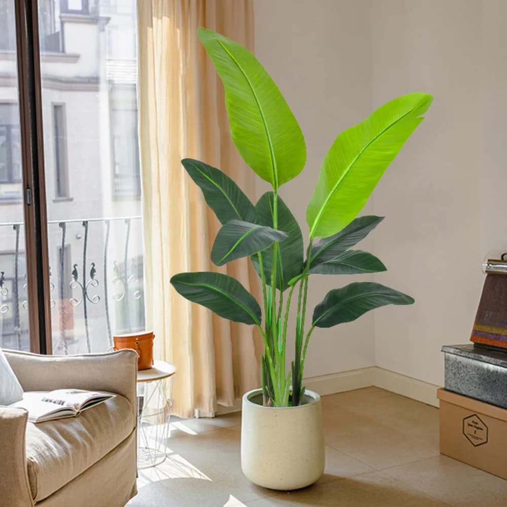 1 Pezzo Grande Palma Artificiale da Viaggio 120CM con 9 Foglie, Pianta Tropicale Realistica per Decorazione Casa e Ufficio