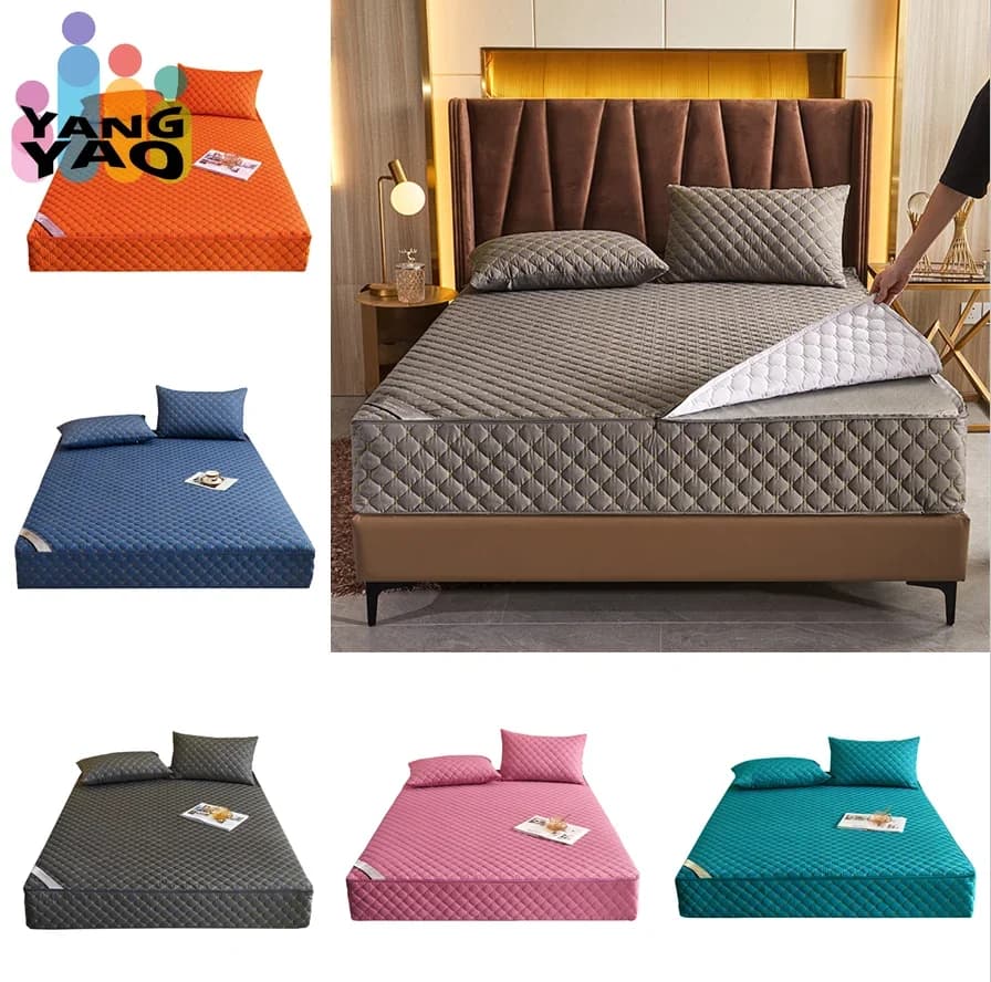 New Thick Quilted Mattress Cover Thickened With Zippered Bed Cover Soft King Queen Tatami Sheet with Customizable Corners
