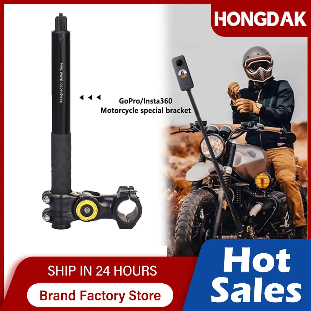 Moto bici panoramica monopiede bicicletta nascosta Selfie Stick per GoPro Max Her 11 10 9 One DJI Insta360 Action Camera accessorio
