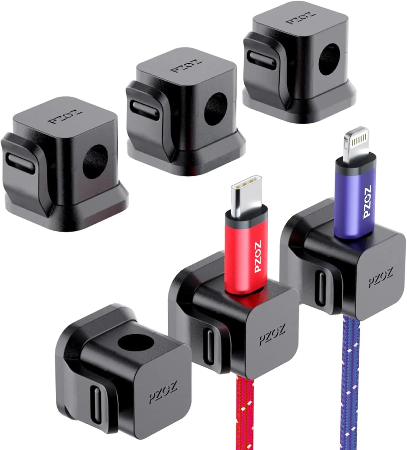 Confezione da 6 Clip Adesive per Cavi, Organizzatore per Caricabatterie USB, per Scrivania, Auto, Parete, Nero
