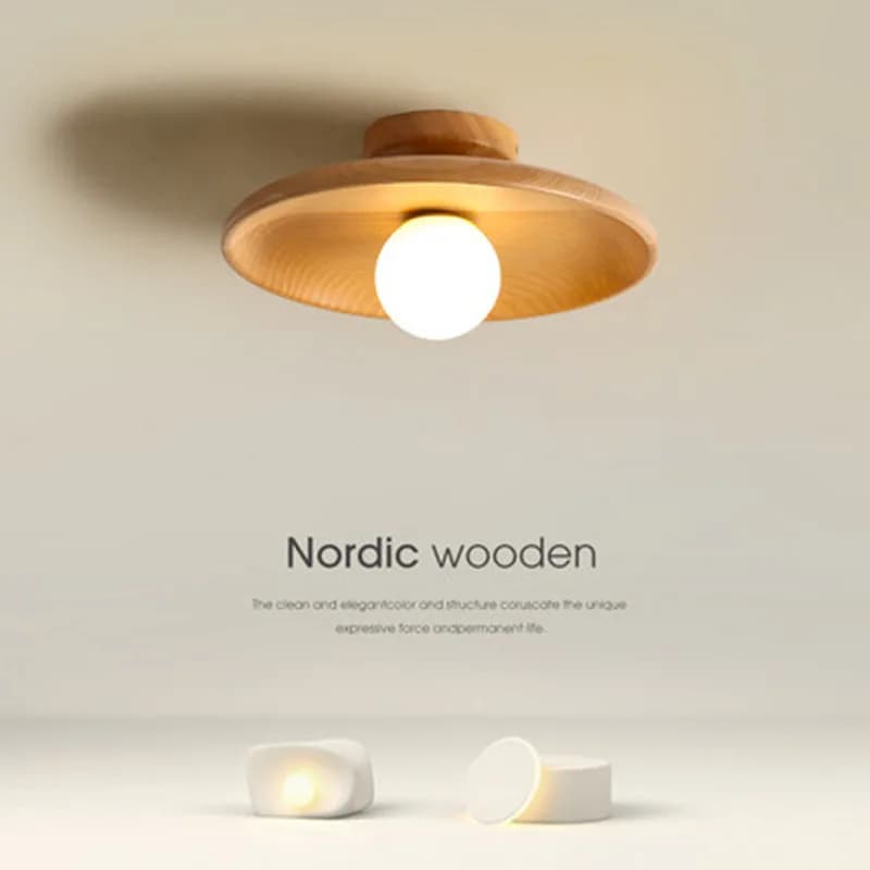 Lampada da soffitto in legno nordico Lampada da balcone moderna e minimalista per portico, corridoio, balcone, luci a LED per camera da letto Luces in stile giapponese