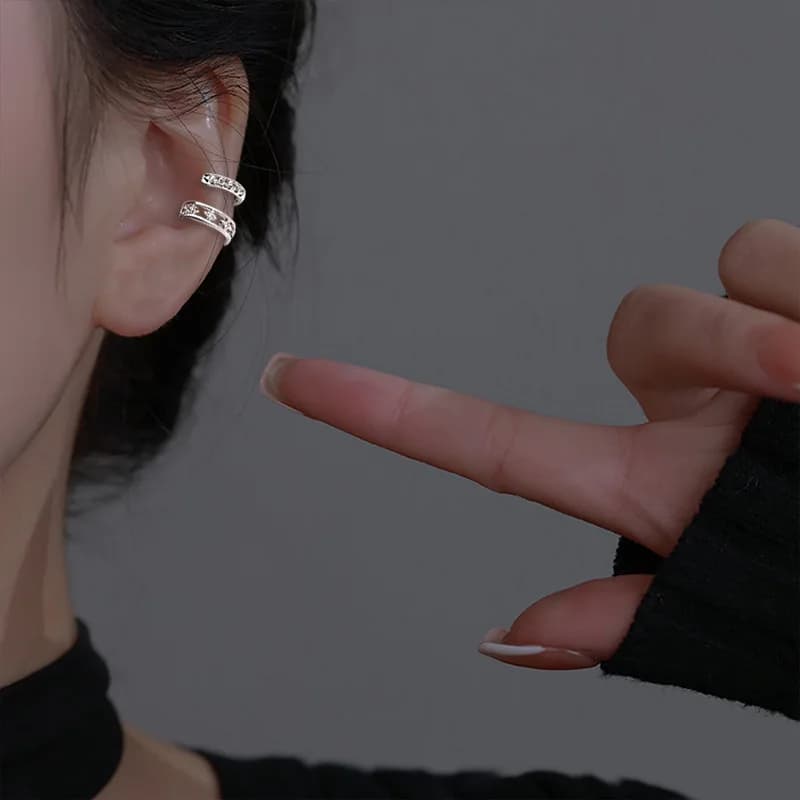 Korean Crystal Clip Earrings For Women Zircon Earing Without Hole Jewelry Fake Earrings Single Ear Bone Clip Earings Ear Cuffs