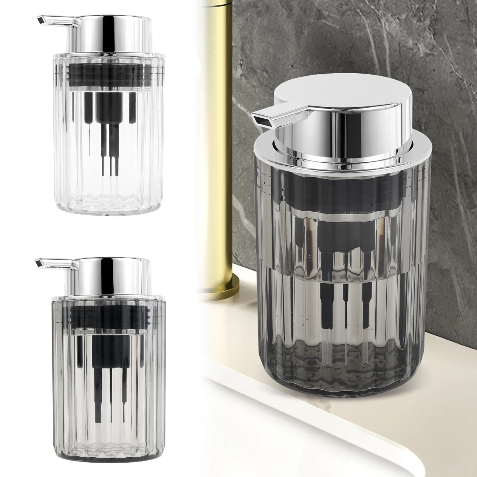 Dispenser di sapone schiumogeno per le mani Dispenser di schiuma di sapone trasparente Dispenser di pompa di sapone per le mani ricaricabile Pompa dispenser di schiuma delicata