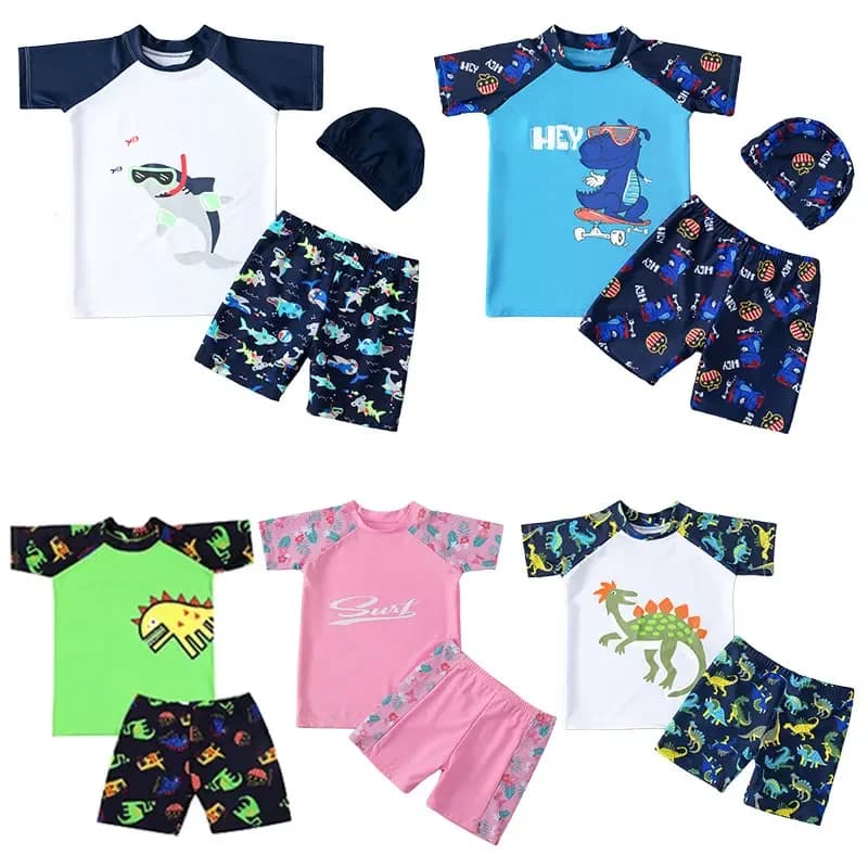 Children's swimsuits 2-13 years children's swimsuit 2 pieces children's swimsuit with hood short sleeve swimsuit for girls beach swimsuits for children