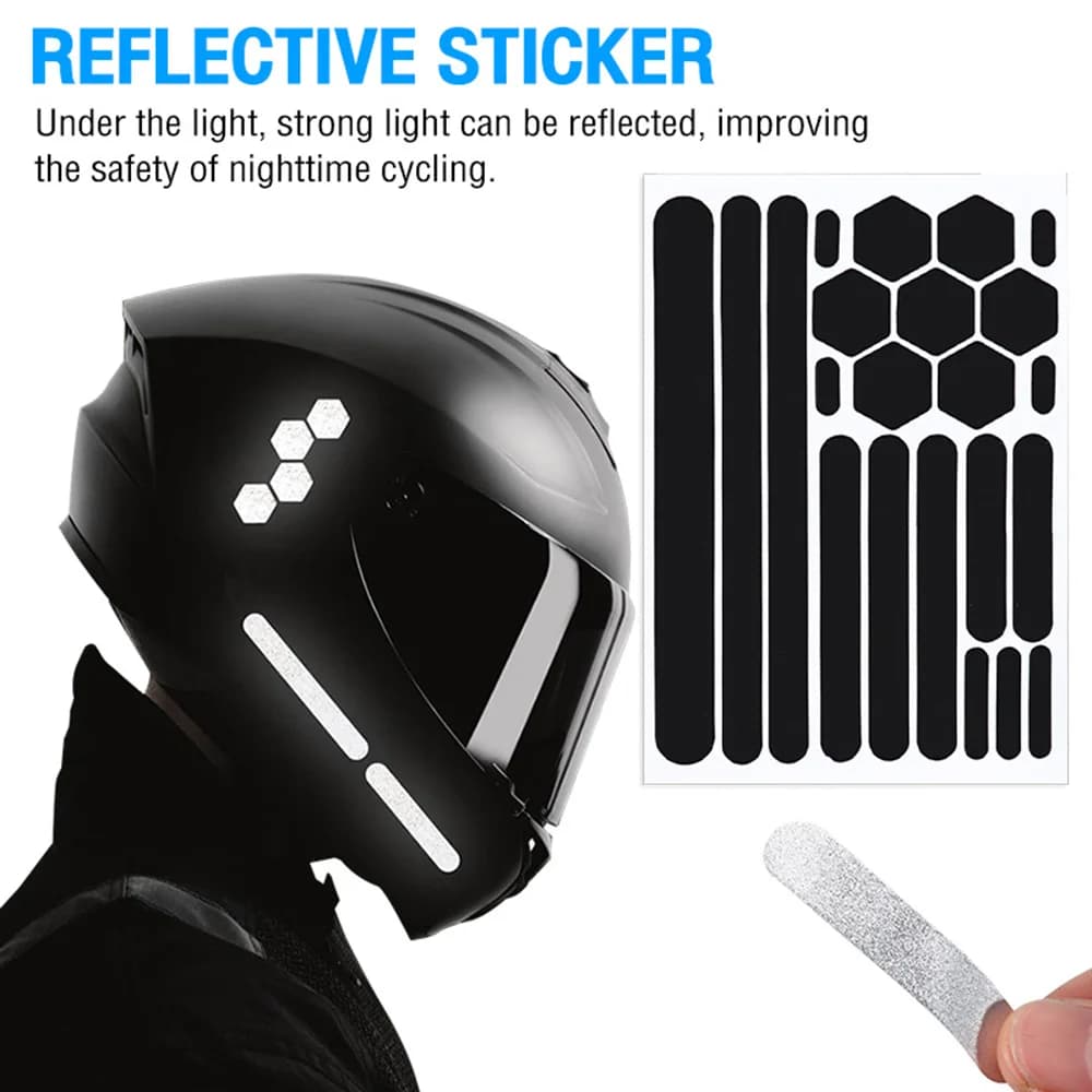 Set di Adesivi Riflettenti di Sicurezza per Casco, Accessori per Guida Notturna, Adesivi Decorativi Fluorescenti per Bicicletta, Moto e Auto