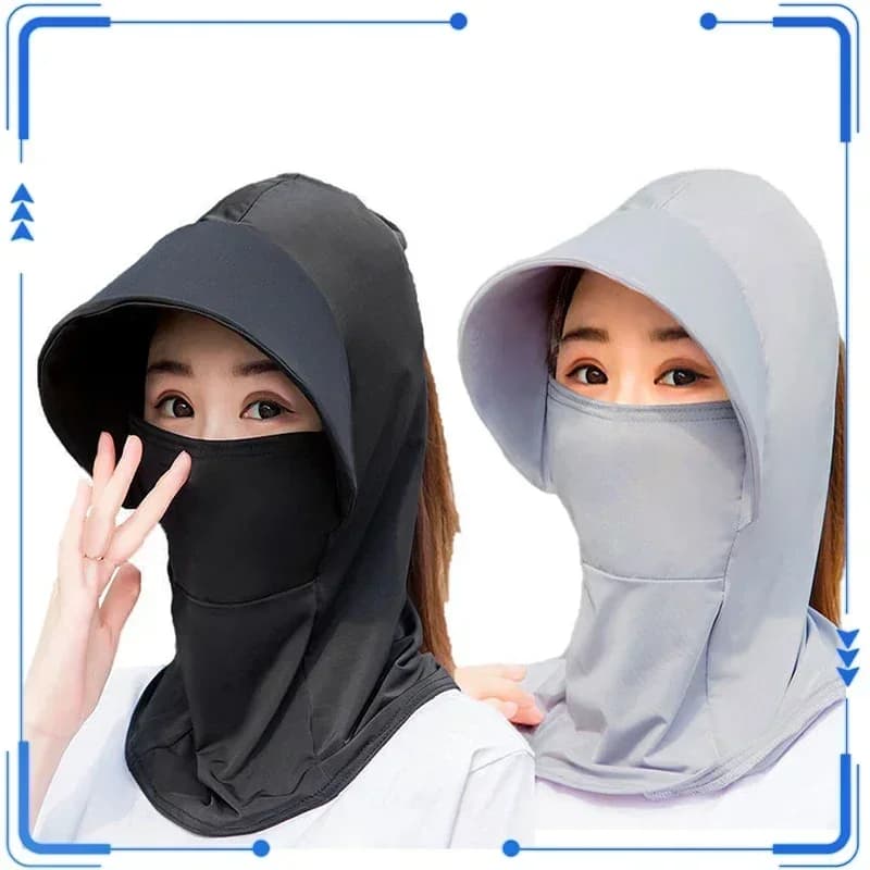 Berretto estivo da ciclismo in seta di ghiaccio con protezione solare cappello anti-uv a prova di sole morbido e traspirante antipolvere da donna che copre cappelli da sole con berretto grande grondaia