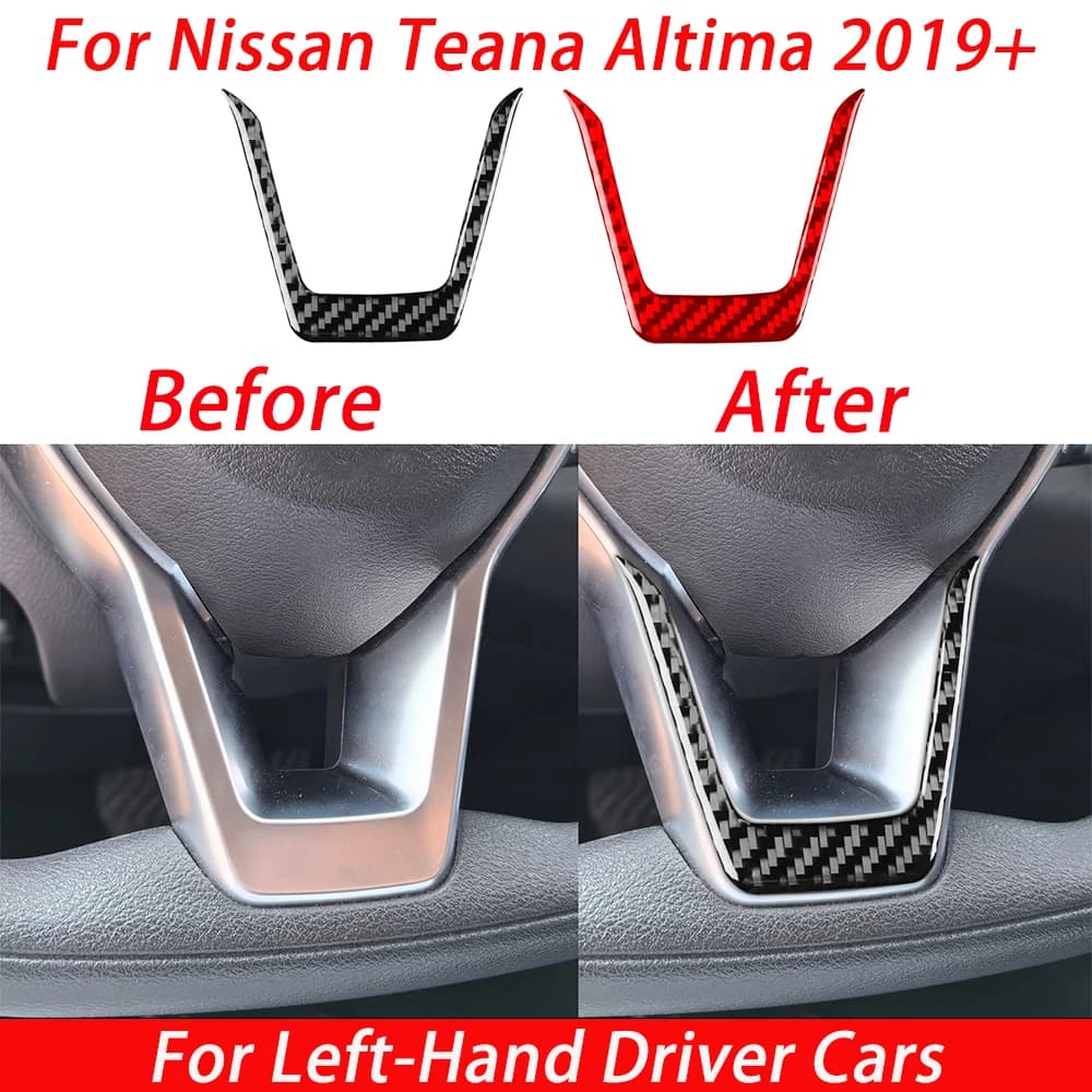 Per Nissan Teana Altima 2019+ Set di 2 Pezzi Accessori Interni in Fibra di Carbonio: Copertura Inferiore del Volante e Pannello del Pulsante di Avviamento