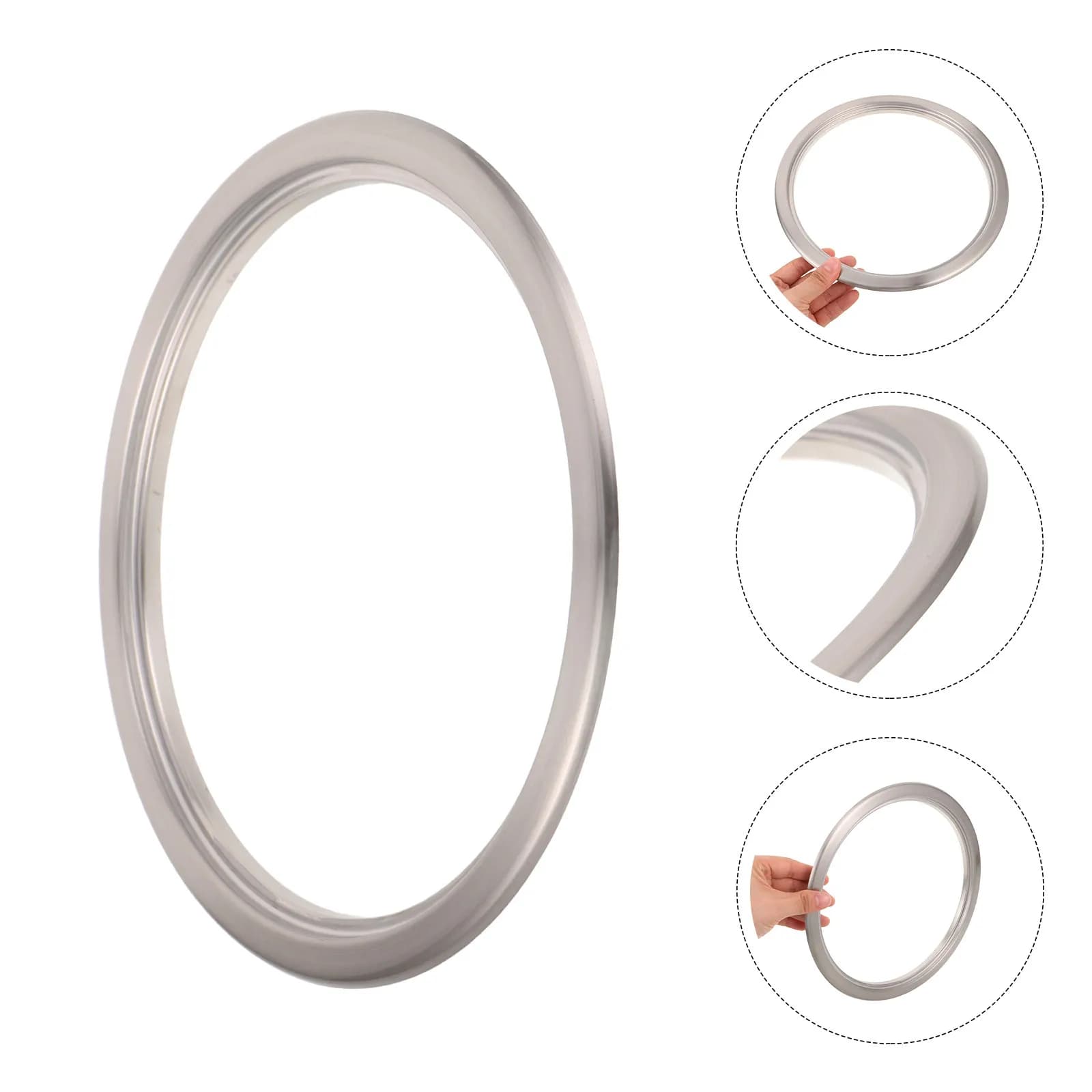 Stainless Steel Cabinet Recessed Wastebasket Ring Swing Top Trash Can Lid Replacement for Kitchen Bathroom Countertop Trash